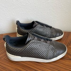Ermenegildo Zegna BLACK PELLETESSUTA™ TRIPLE STITCH™ LOW TOP SNEAKERS couture